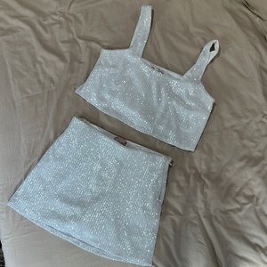 Show Me Your Mumu white sequin 2 piece outfit